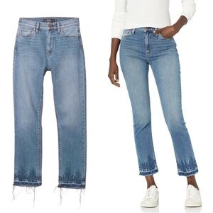 HUDSON • Holly High Rise Straight Crop Jeans distressed raw hem Try Me wash